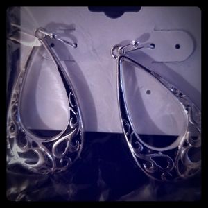Silver and black hoop earrings